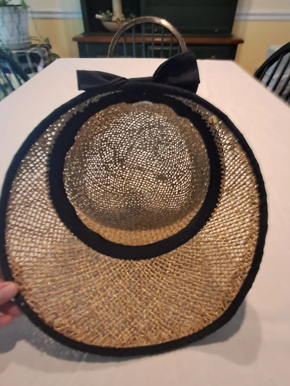 Straw Sun Hat with Black‎ Trim and Band